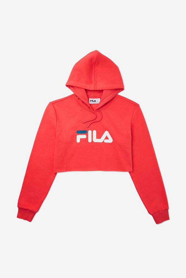 Blusa Moletom Capuz Fila Mulher Branco/Azuis - Fila Lalage Crop Portugal Online,SILN-92617